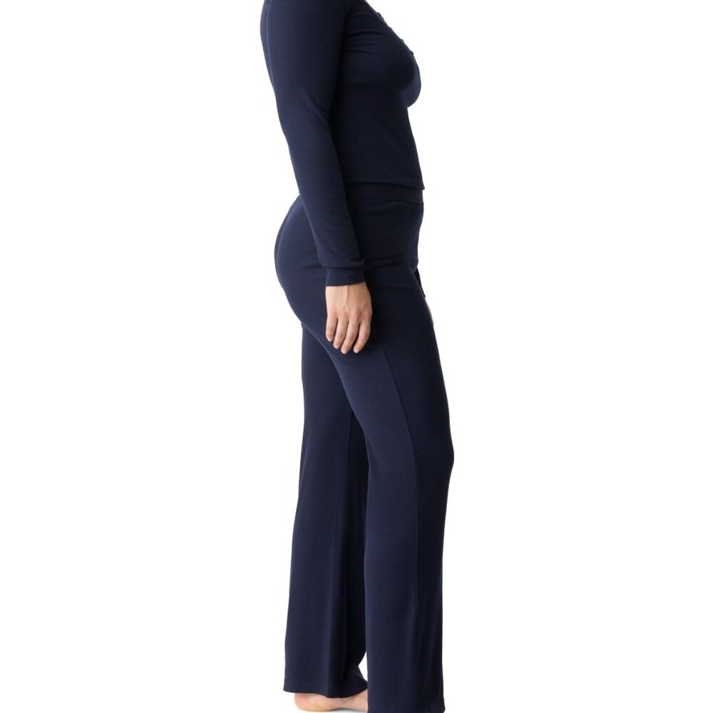 #1041 Gap GapBody Women's Ribbed High-Rise Pajama Pants - Navy Uniform - Picture 5 of 6